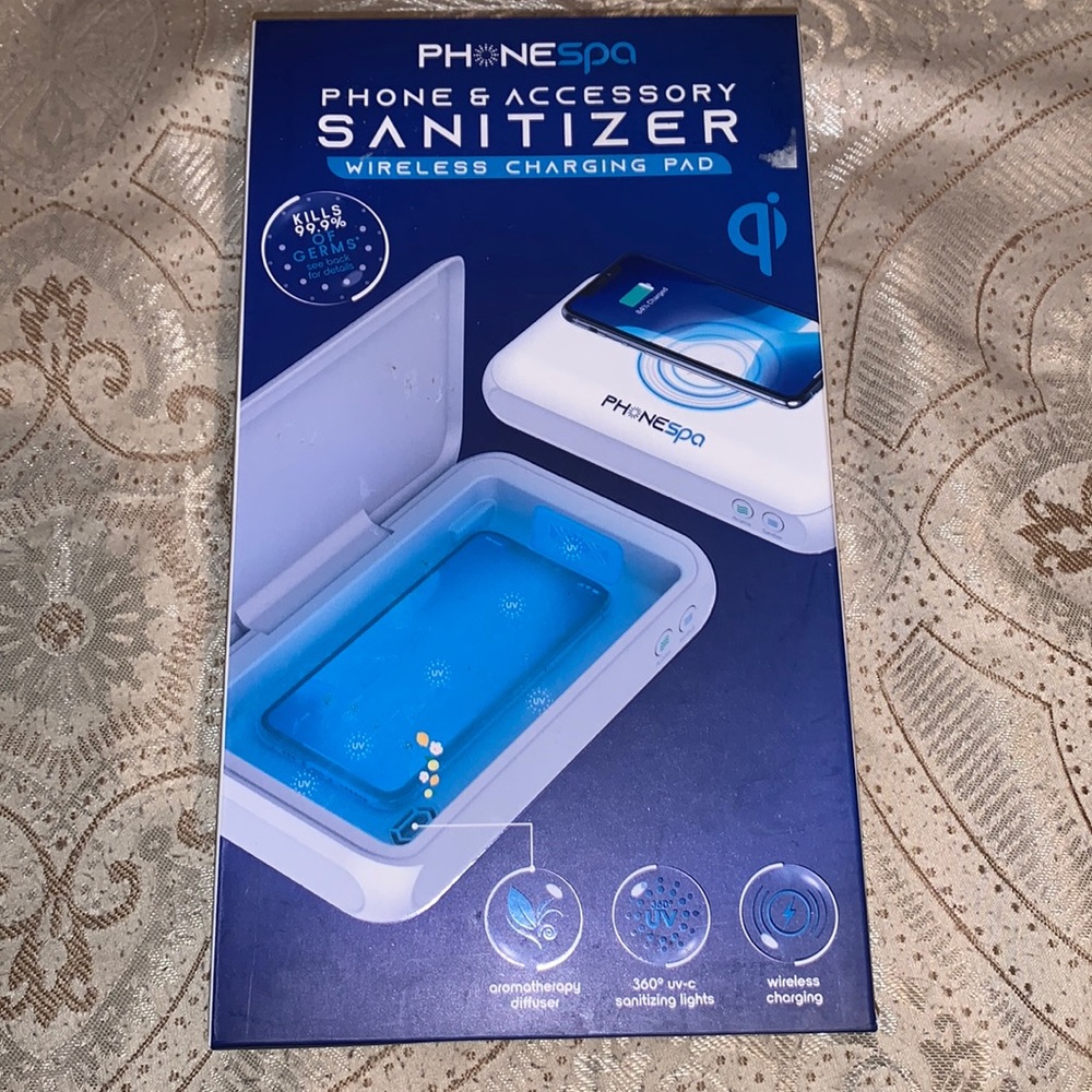 PhoneSpa phone and accessory Sanitizer and Wireless charging pad